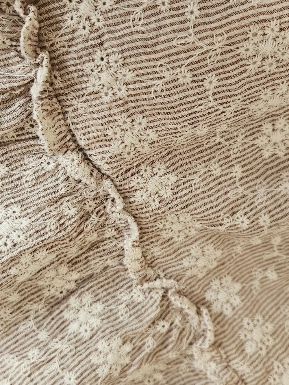 ​Lalalù Italy Girls Floral Embroidered Seersucker Dress Sz 6a Cottagecore